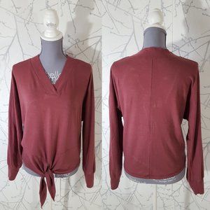 J76 Bamboo Wear Burnt Orange Bamboo Rayon Blend Tie Front Sweatshirt